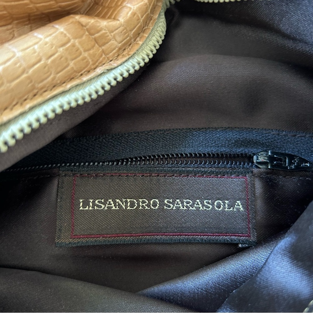 Lisandro Sarasola Vintage Leather Croc Embossed Foldover Clutch with Tassel - Picture 13 of 16